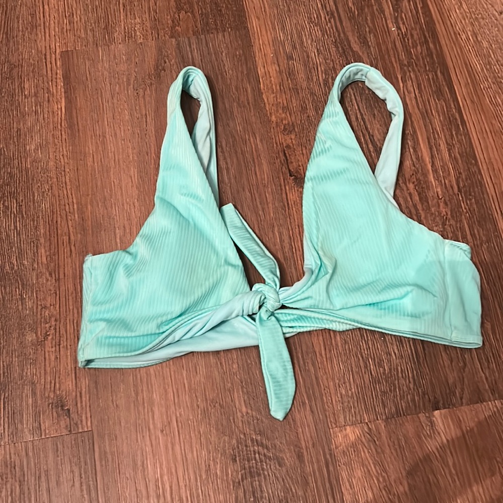 Teal target bikini top